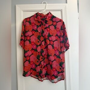 Mixed by Nasrin Ruby Button-up Top - Poppy - Size Medium